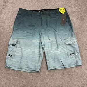 Ocean Current Amphibious Hybrid Cargo Board Shorts Mens 36 Blue Ombre Stripe NWT